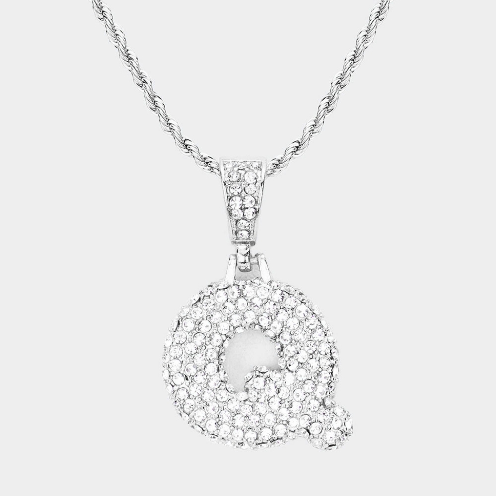 Silver Monogram "Q" Crystal Initial Pendant Necklace